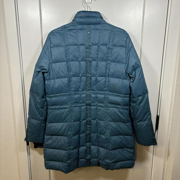 PrAna Women's Down Puffer Jacket Size XL Fitted Full Zip Blue Parka Goretex Gorp - Picture 3 of 9